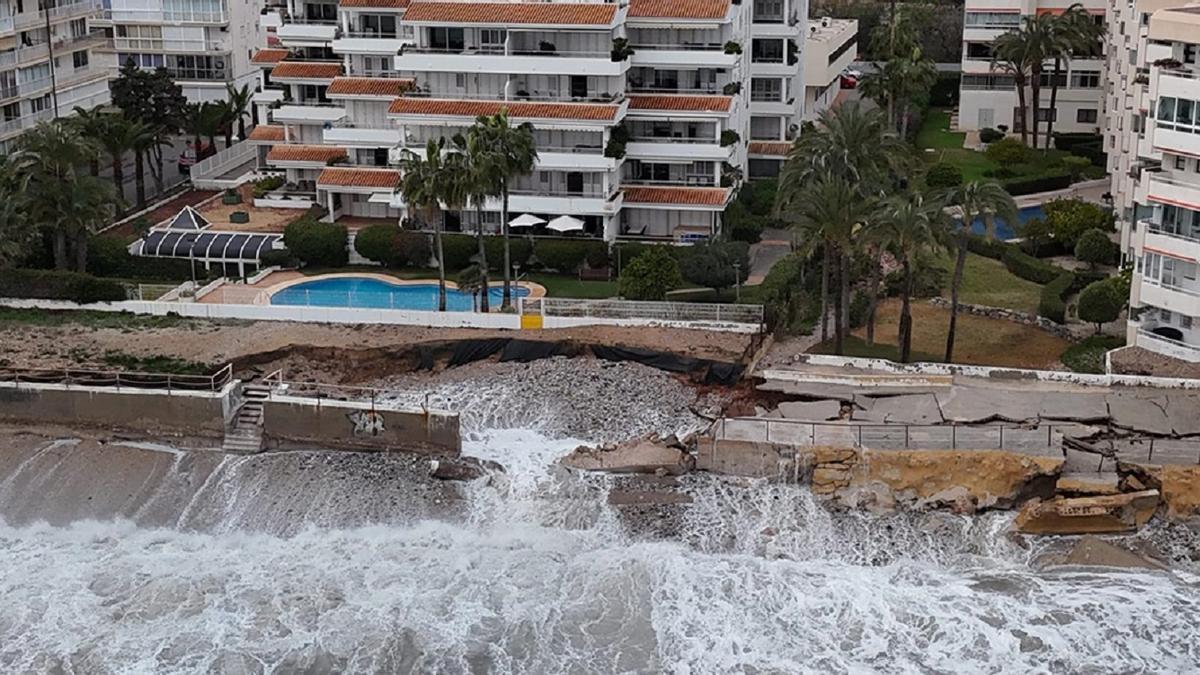 Zona de Cap Negret afectada por el temporal marítimo