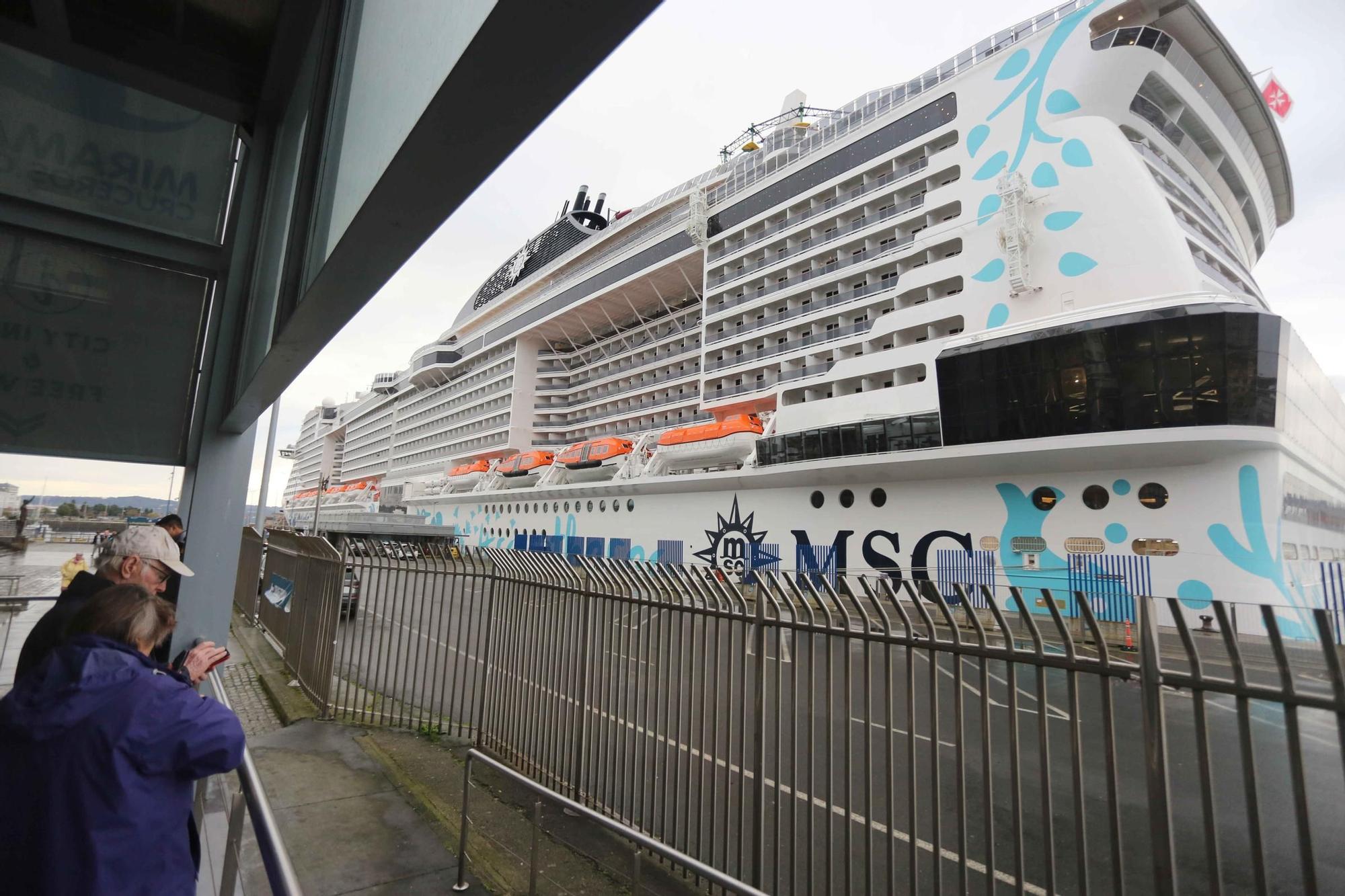 Atraca en A Coruña el crucero 'MSC Euribia', el primero propulsado por Gas Natural Licuado
