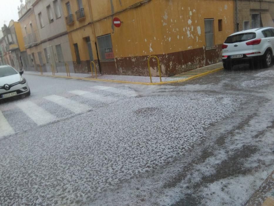 La Ribera cubierta de granizo