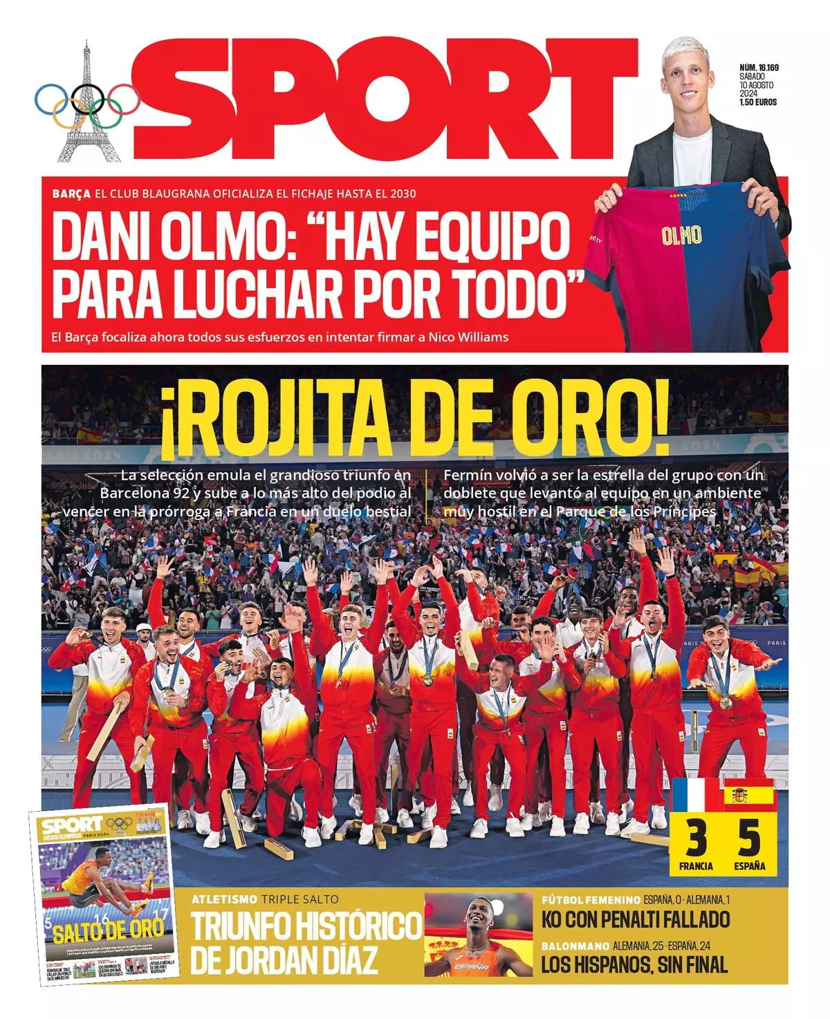 La portada SPORT de hoy, 10 de agosto de 2024