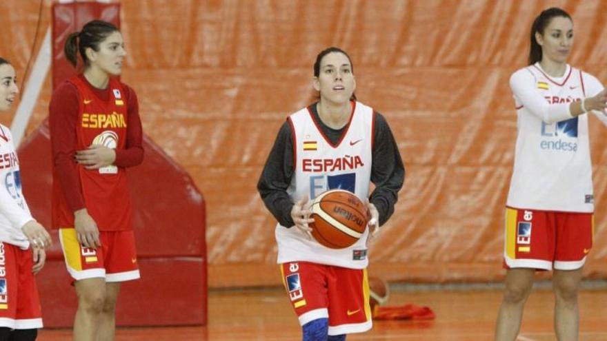 Anna Cruz, en el entrenamiento de esta mañana de la Selección Española.