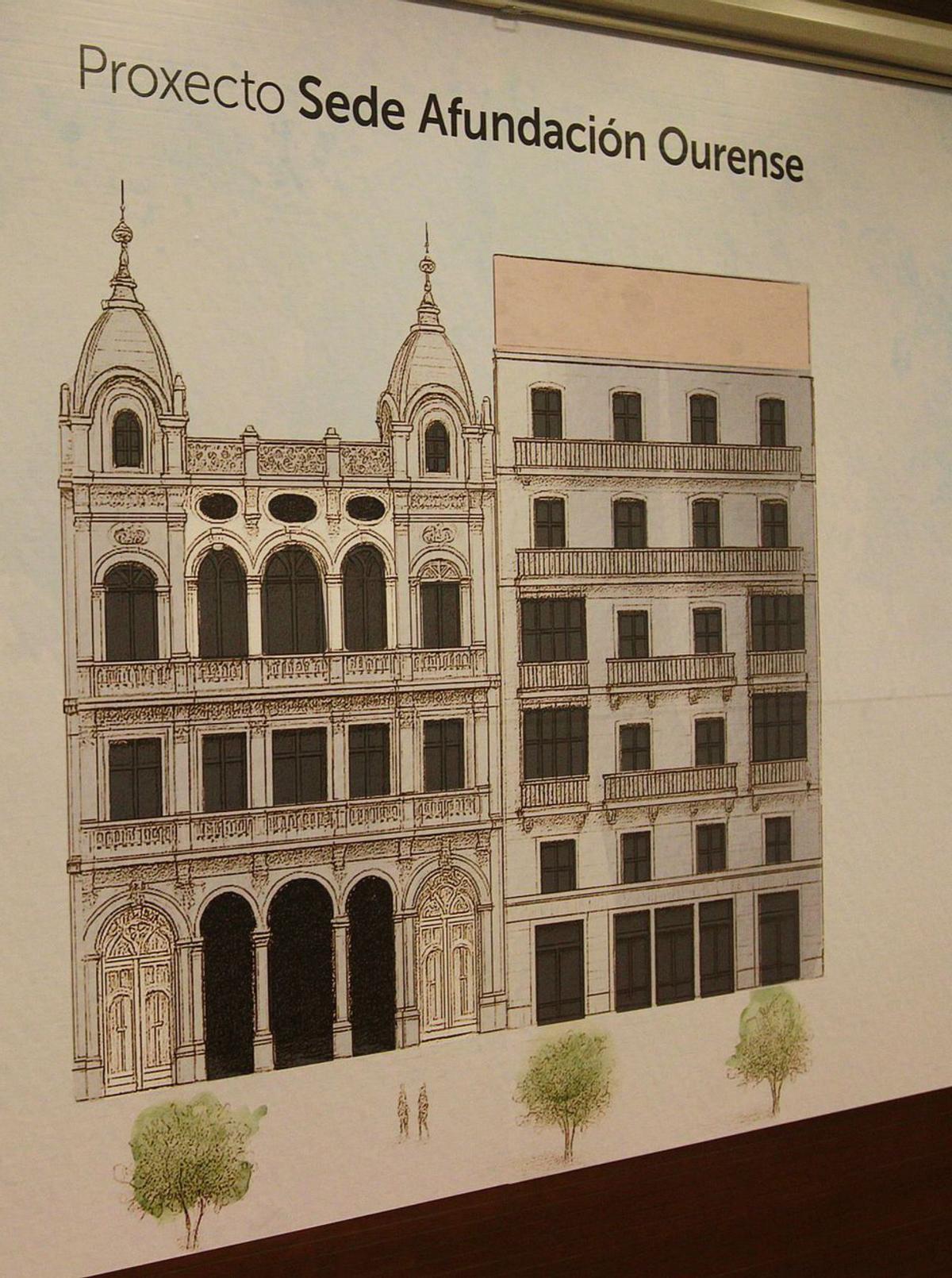 Fachadas de la sede de Afundación y el antiguo Hotel Barcelona (dcha.), ambas obras de Gulías, que se fusionarán.  |  I. Osorio