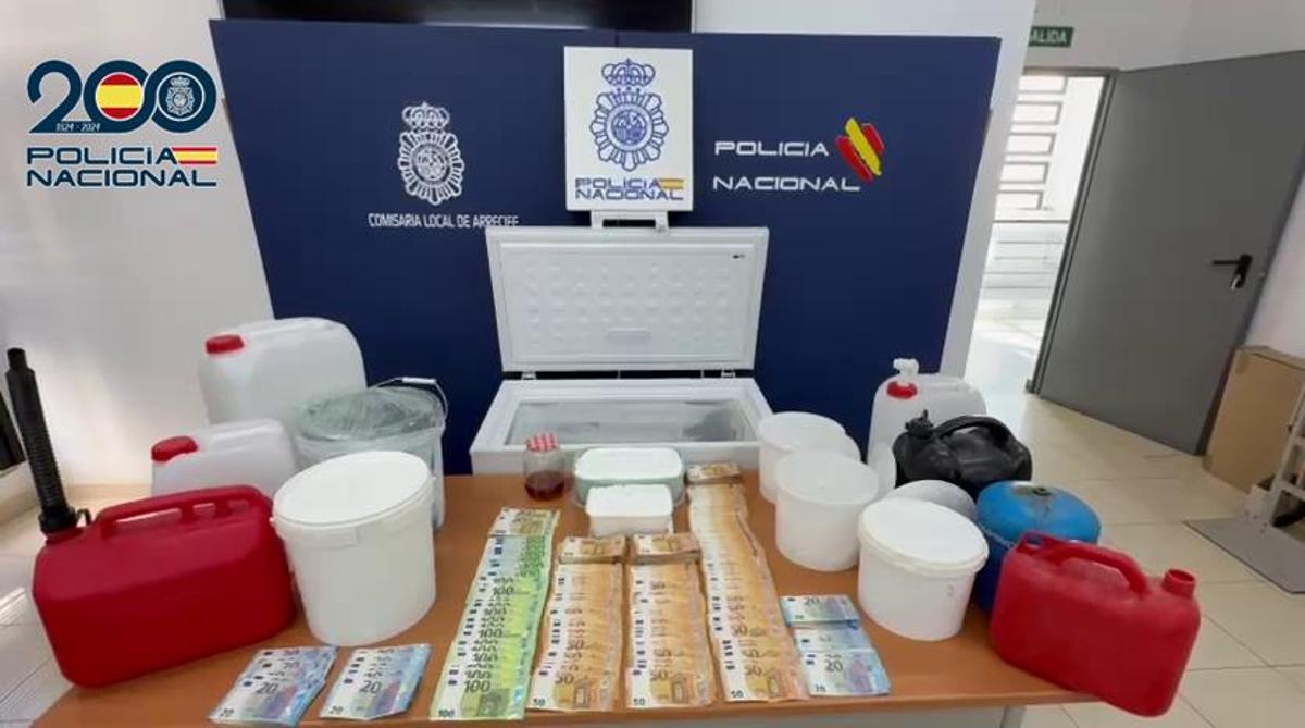 La Policía Nacional desmatela en Tahiche (Lanzarote) uno de los mayores laboratorios de fabricación de 'Speed' en Canarias