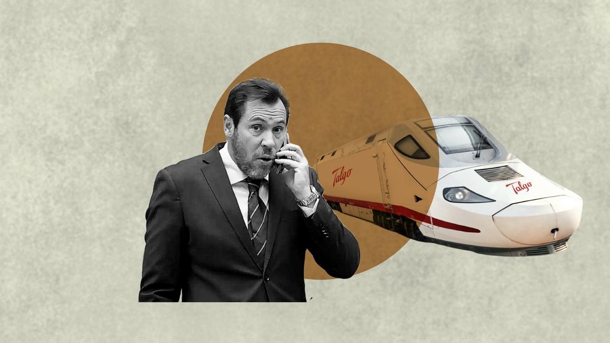 Oscar Puente, ministro de Transportes, y un tren de Talgo