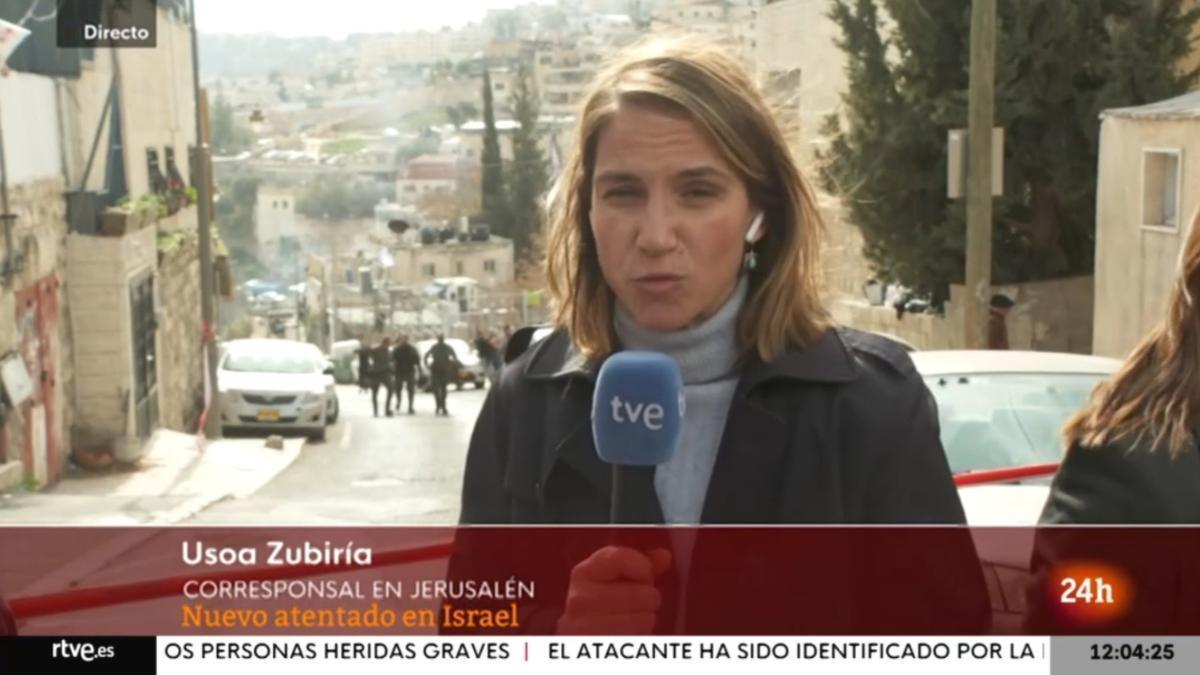 Usoa Zubiría informando de los ataques en Israel.