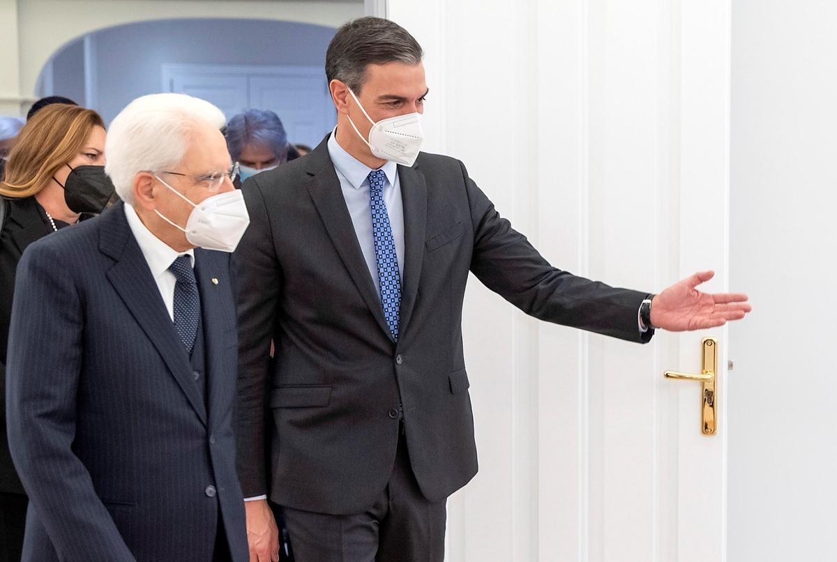 Pedro Sánchez ha recibido a Mattarella en Moncloa.