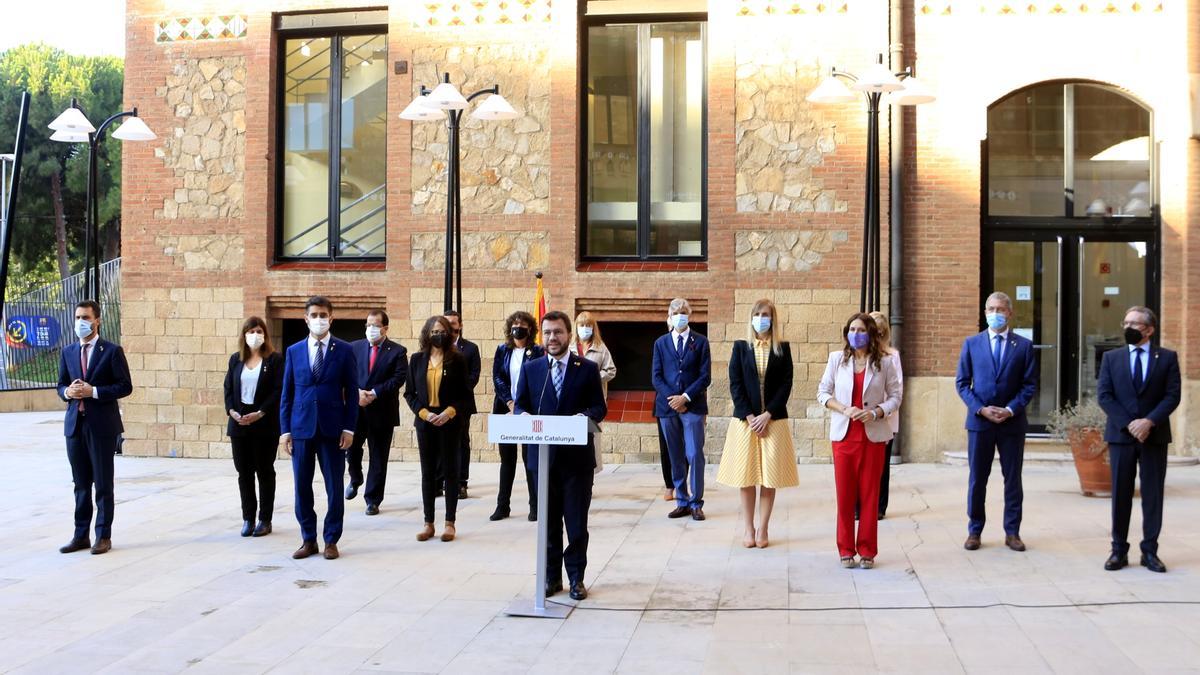 El president del Govern, Pere Aragonès, en la declaració institucional amb motiu de l&#039;1-O quatre anys després