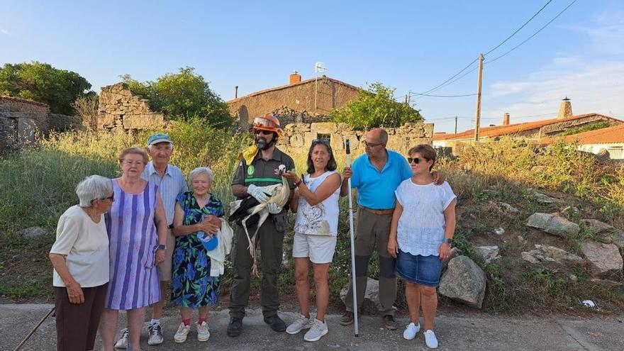 La batalla por el rescate de un pollo de cigüeña en un pueblo de Sayago