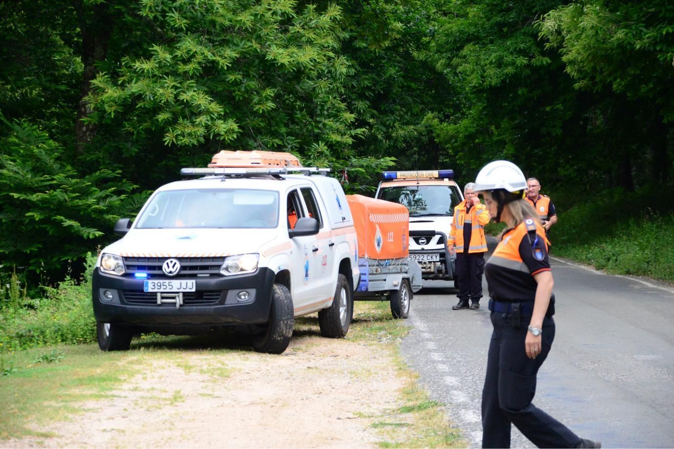 Las imágenes del simulacro contra incendios forestales en Moaña
