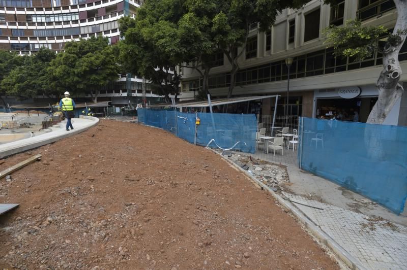 Obras de la peatonalización de la Plaza de España