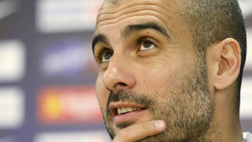 Pep Guardiola en comparecencia de prensa.