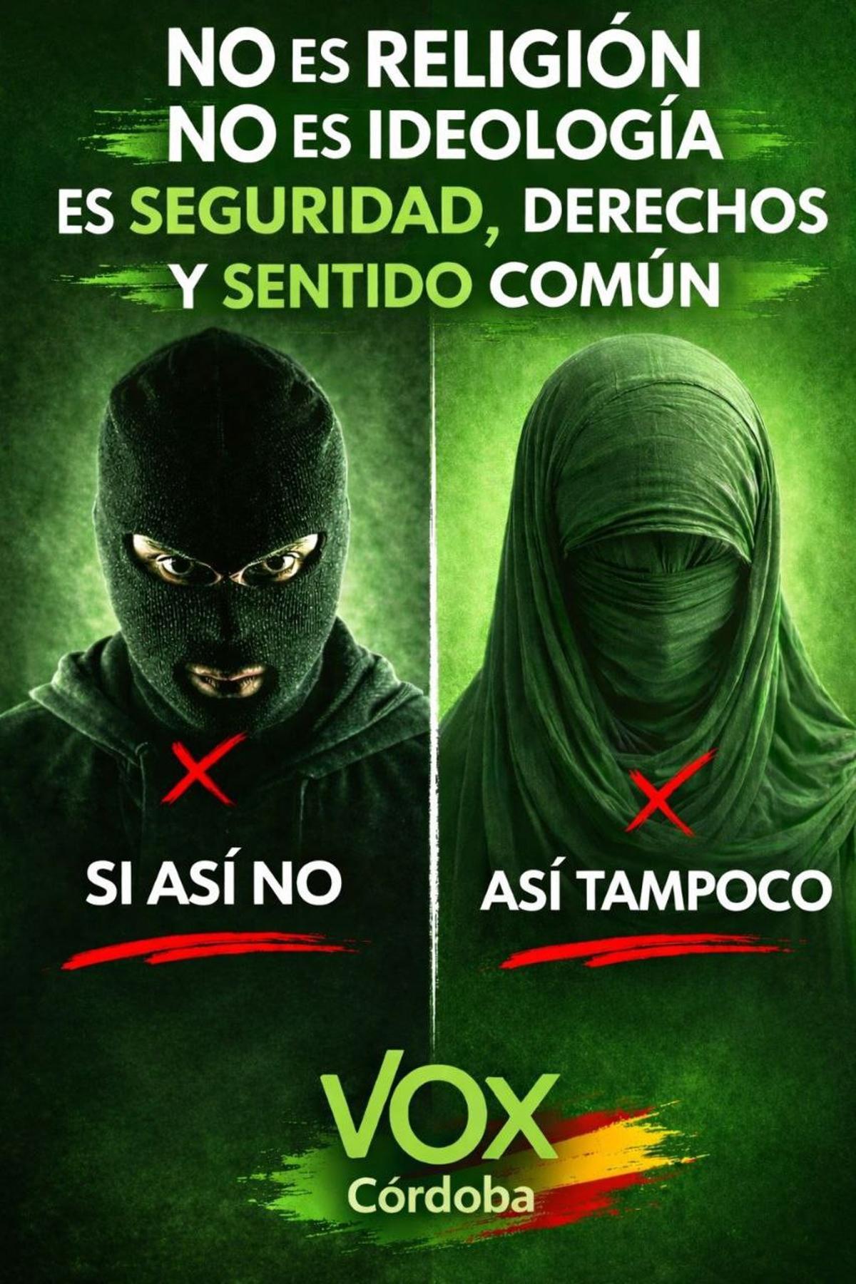 Cartel difundido por Vox Córdoba para defender la moción y su posición.