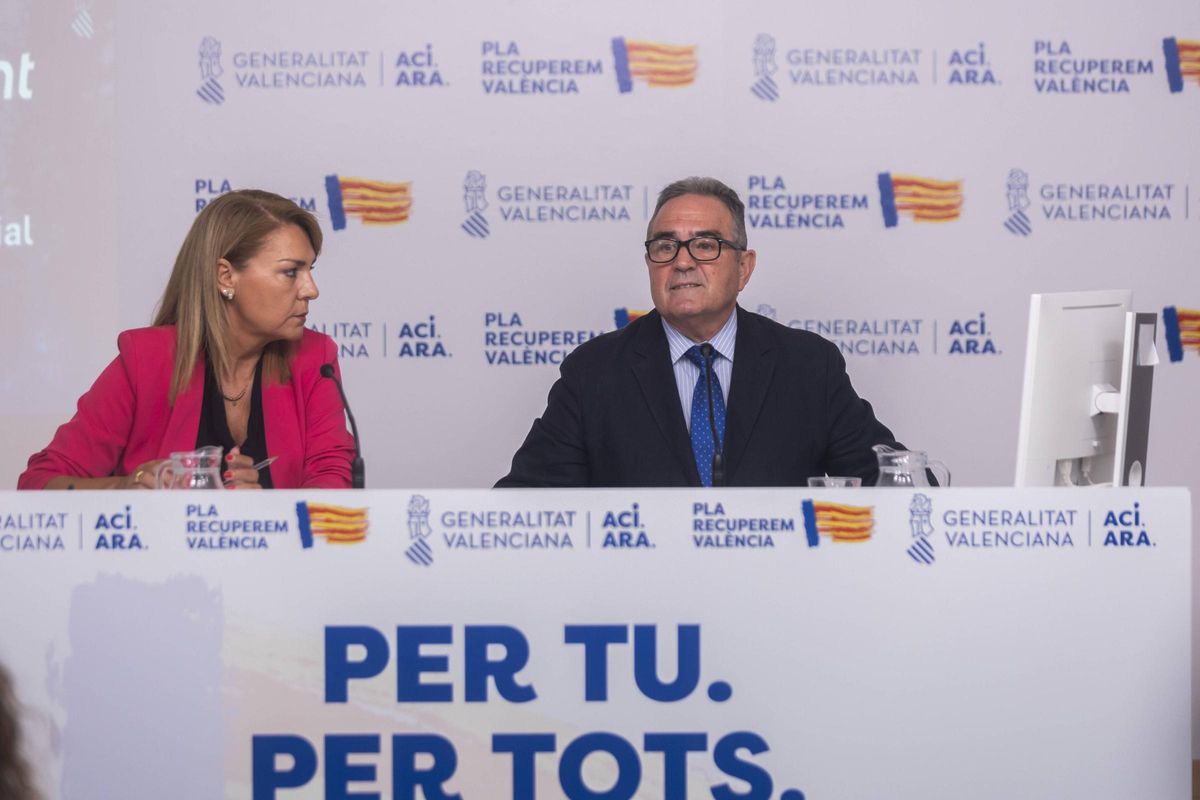 La vicepresidenta del gobierno valenciano Susana Camarero y el vicepresidente para la reconstrucción Gan Pampols presentan el plan Endavant, este jueves.
