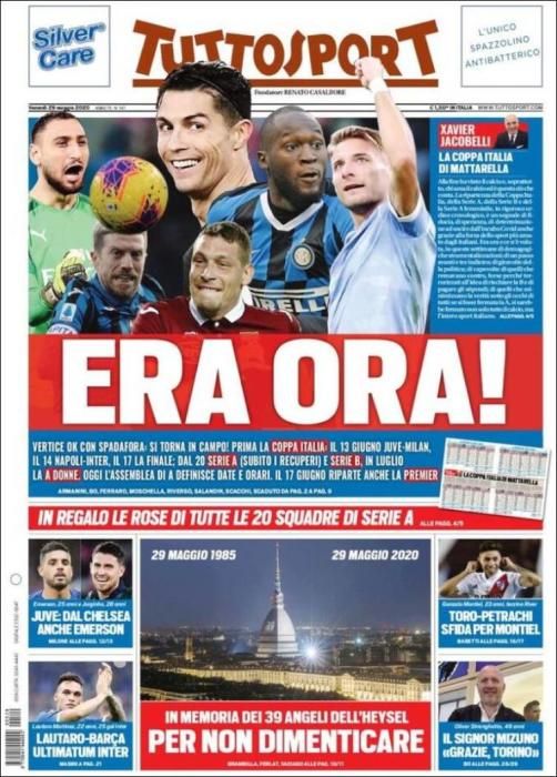 Portada TUTTOSPORT viernes 29 mayo 2020