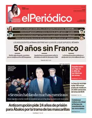 La portada de EL PERIÓDICO del 20 de noviembre de 2025