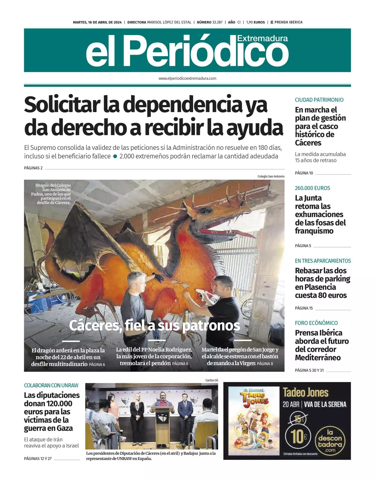 Consulta la portada correspondiente al día 16 de abril de 2024