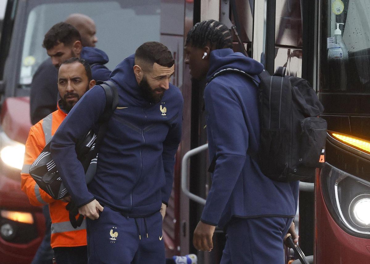 Imagen de la llegada de la selección francesa a Qatar