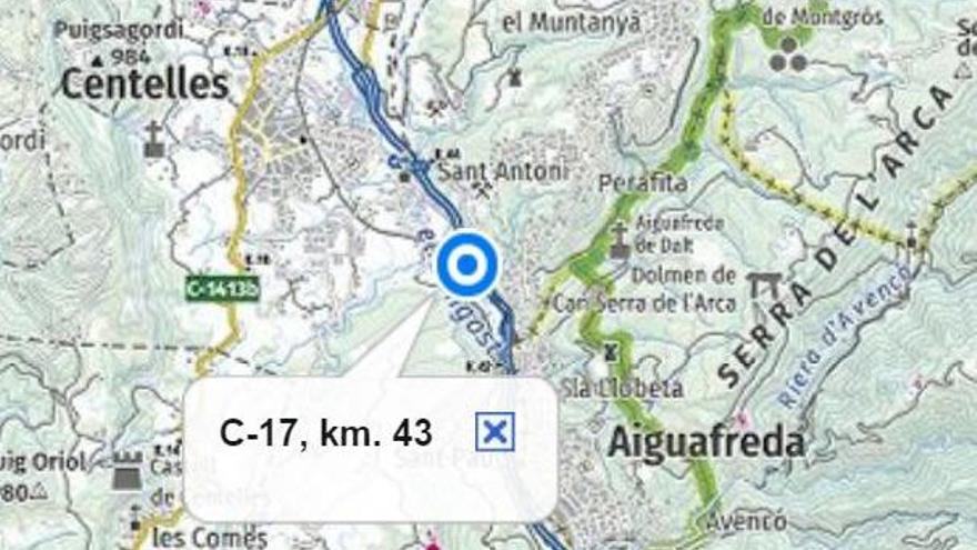 El punt de l&#039;accident, al mapa