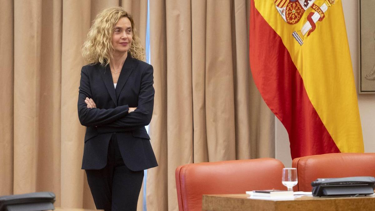 La presidenta del Congreso, Meritxell Batet, durante una reunión de la Junta de Portavoces, en el Congreso de los Diputados, a 14 de marzo de 2023, en Madrid (España).