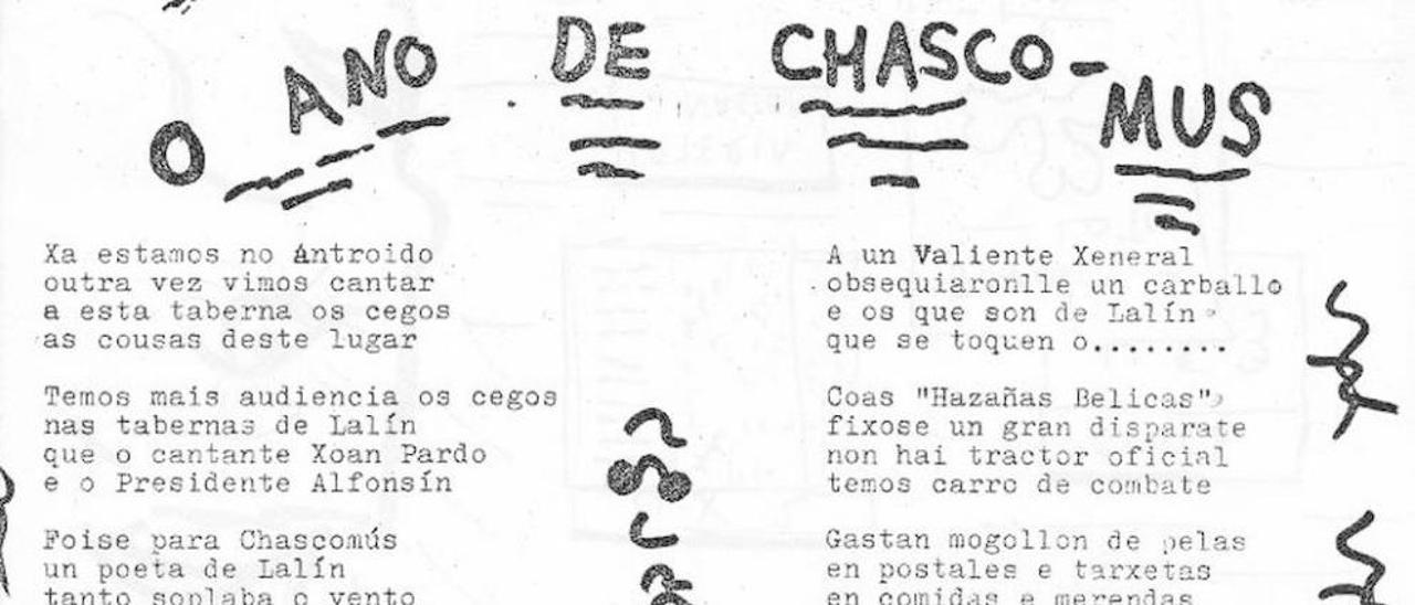 Coplas do &#039;Ano de Chascomús&#039; (1989), unhas das primeiras creadas.