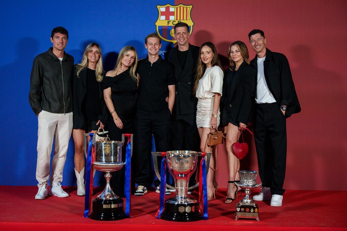 Wojciech Szczesny en la cena de celebración del triplete nacional del Barça.