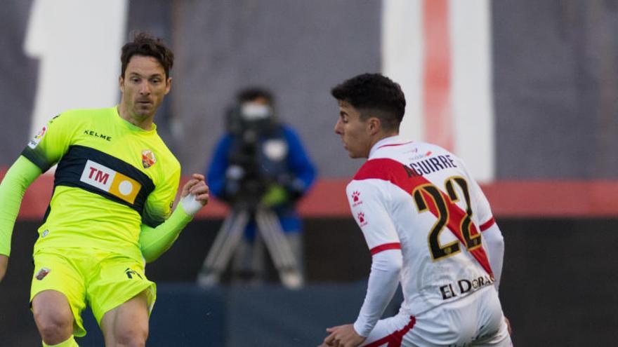 Edu Albacar, el sabádo, durante el partido Rayo-Elche