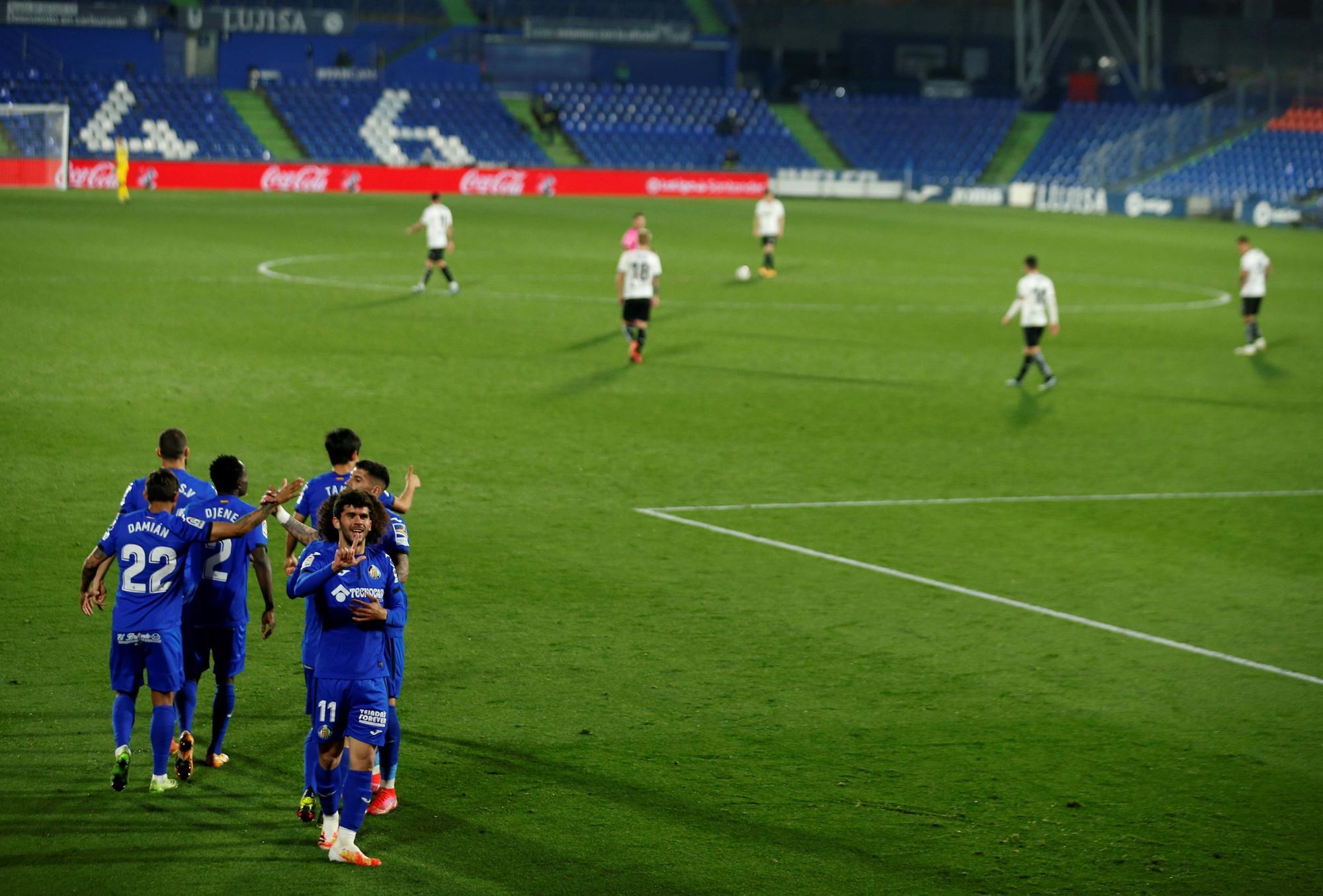 Las imágenes del partido entre el Getafe y el Valencia CF