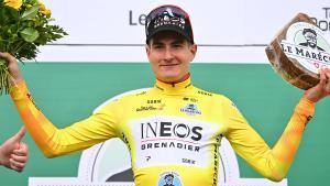 Carlos Rodríguez, de amarillo, tras ganar el Tour de Romandía