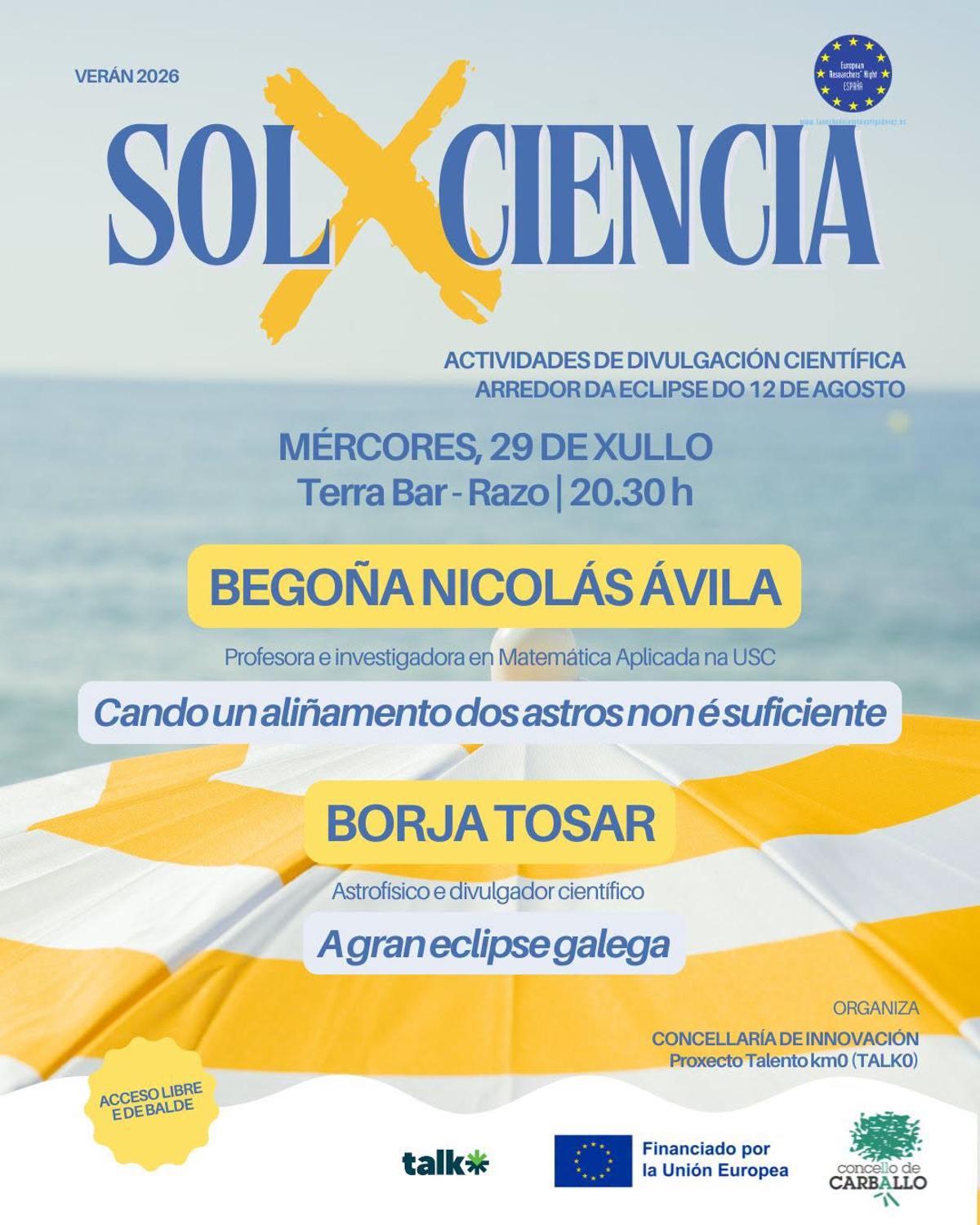 Cartel promocional da xornada de SolxCiencia en Razo.