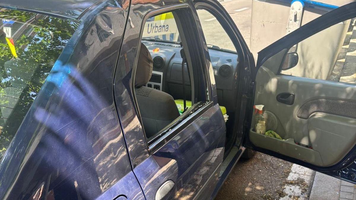 Los agentes rompieron la ventana de este coche para rescatar al perro