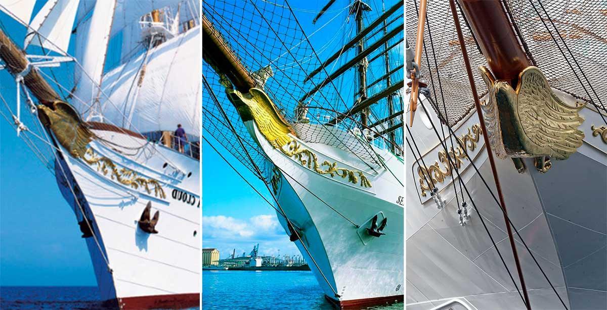 Comparación de los mascarones: Sea Cloud, Sea Cloud II y Sea Cloud Spirit