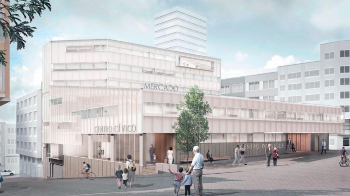 Recreación virtual del exterior del futuro centro de salud de Santa Lucía.