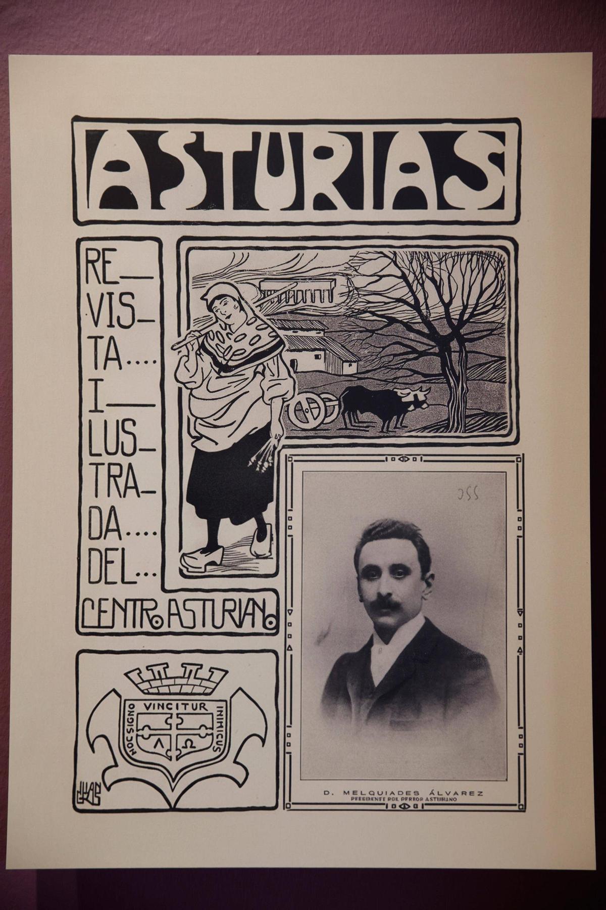 Portada de la Revista Ilustrada del Centro Asturiano de Madrid de 1915 con foto de Melquíades Álvarez y diseño de Juan Gris