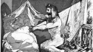 Fauno descubriendo a una mujer, uno de los grabados de la colección Suite Vollard, de Pablo Picasso
