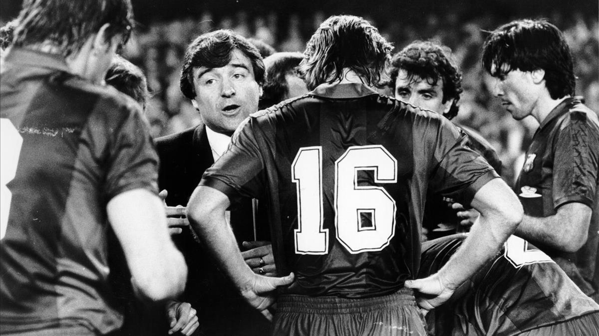 El Barça de Terry Venables lucía camisetas Meyba en aquellos años 80.