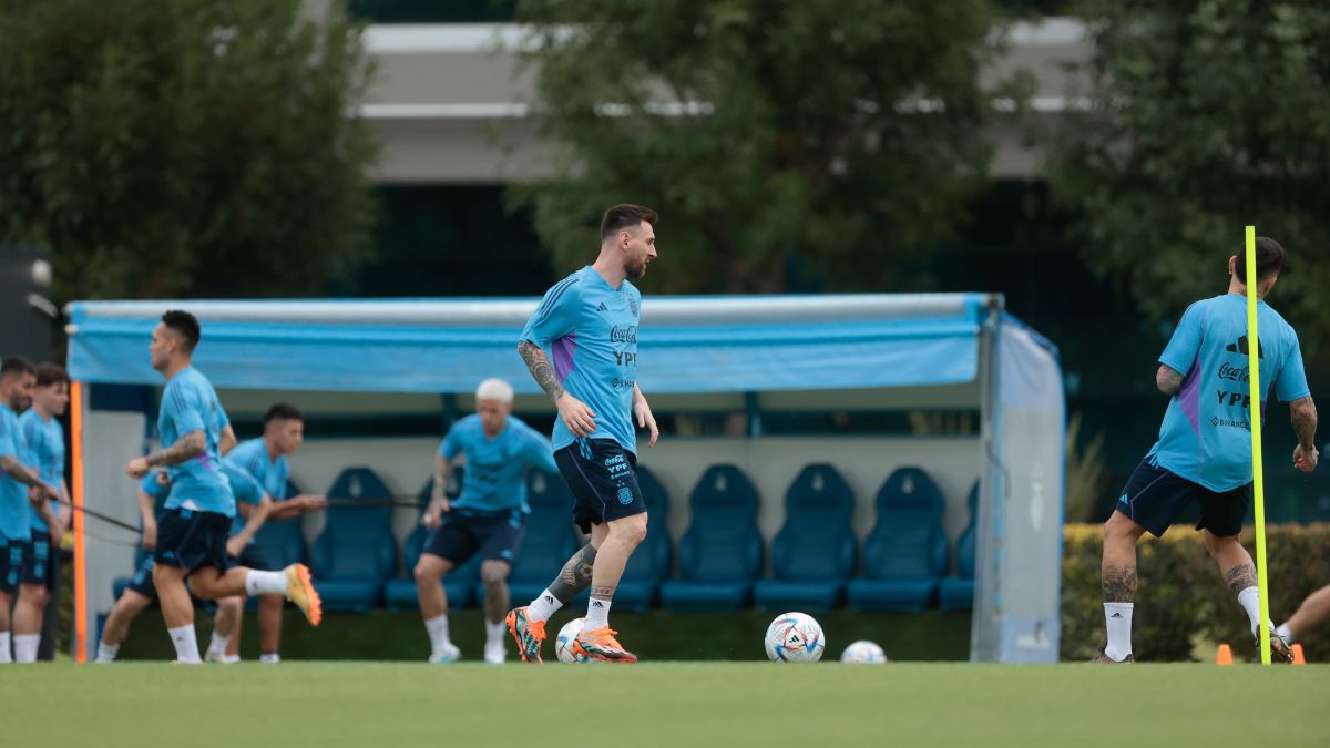 Leo Messi, entrenando con la selección argentina