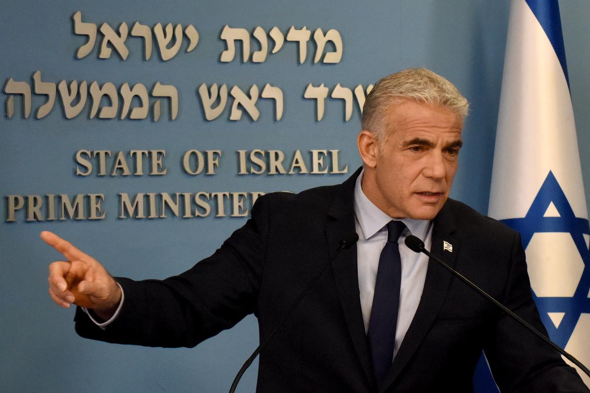 El actual primer ministro de Israel, Yair Lapid, durante una comparecencia en Jerusalén.