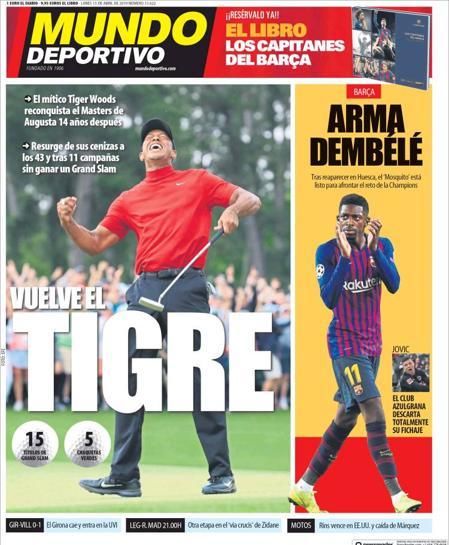 Portada MUNDO DEPORTIVO lunes 15 abril de 2019.