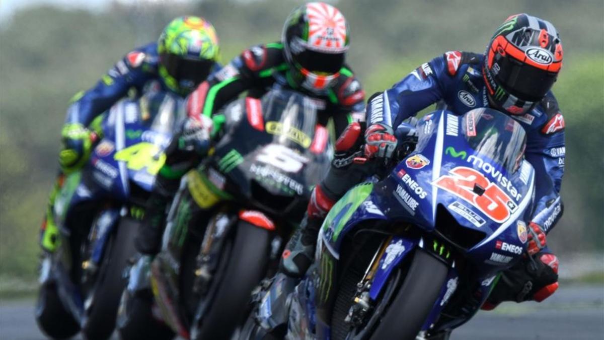 Viñales, Zarco y Rossi, en la carrera de Le Mans