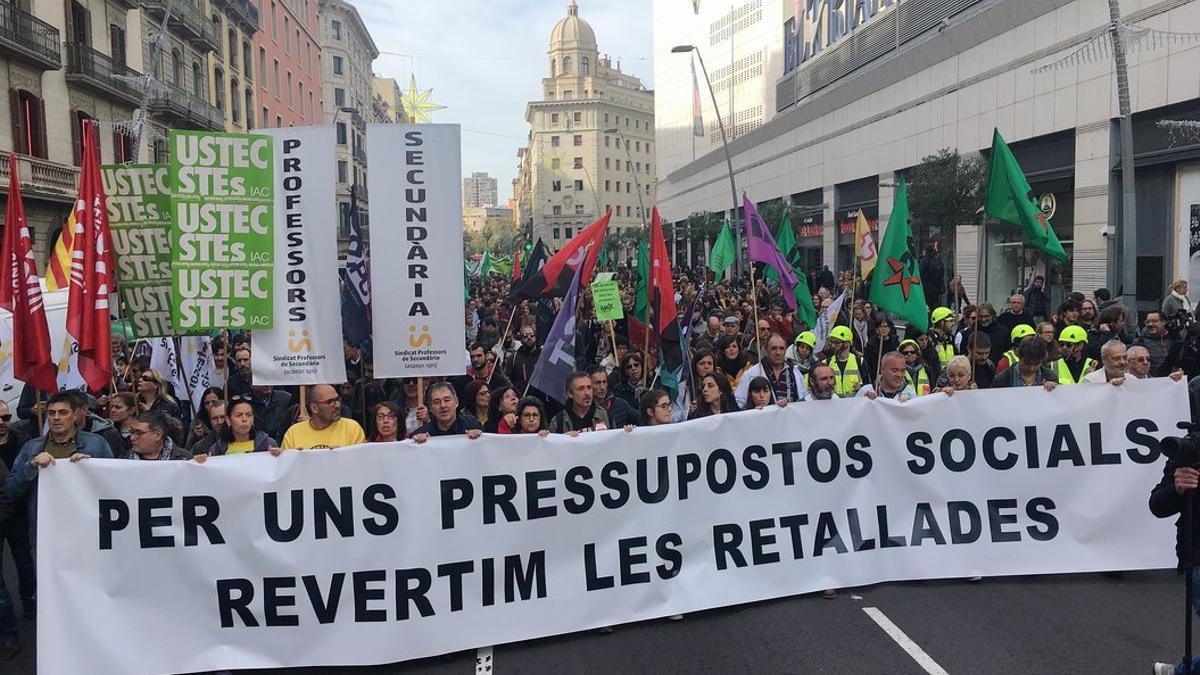 Manifestación del sector público catalán contra los recortes