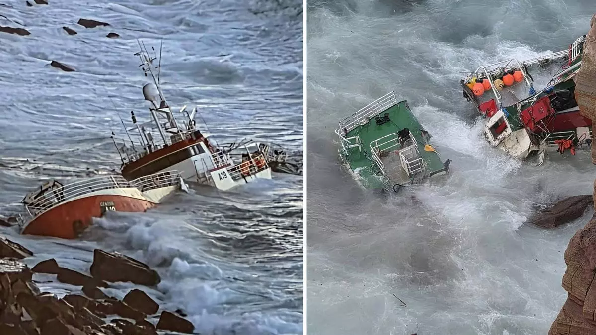El buque gallego «Génesis» se deshace contra las rocas diez días después de encallar en el norte de Escocia