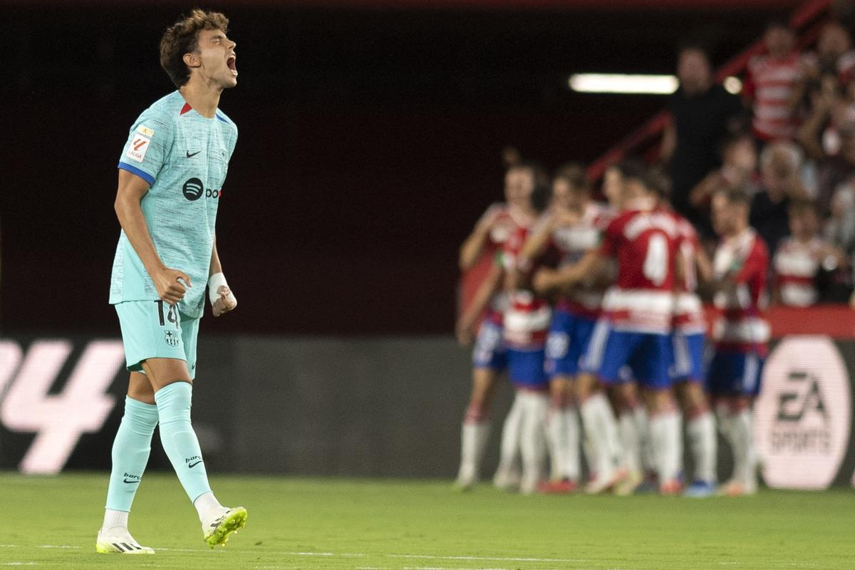 Joao Félix reacciona al gol tempranero del Granada.