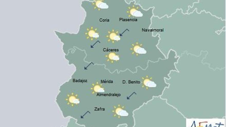 Cielo poco nuboso, con algún intervalo, y temperaturas mínimas en descenso