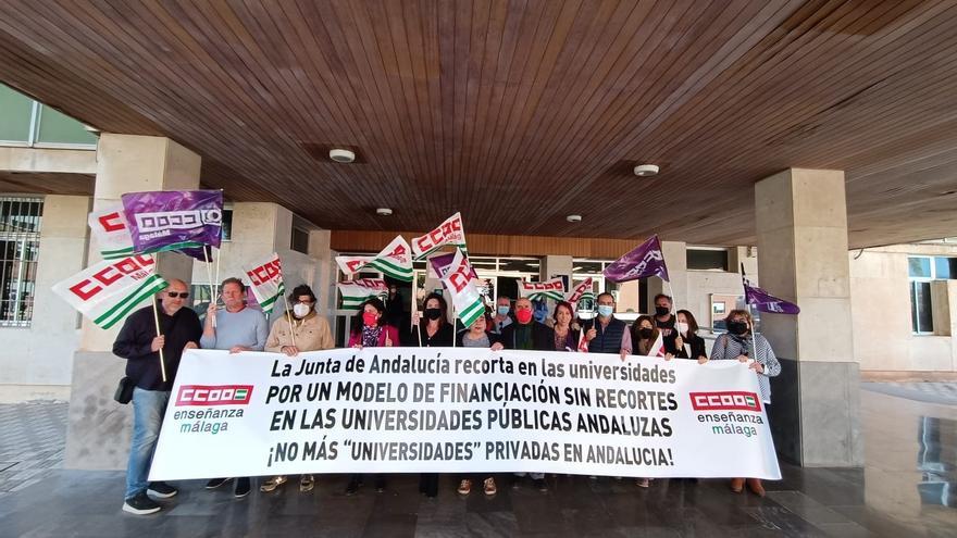 Concentración de CCOO en el campus de la UMA