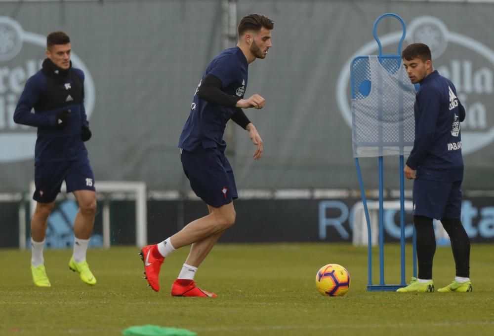 Primer entrenamiento de Hoedt en A Madroa