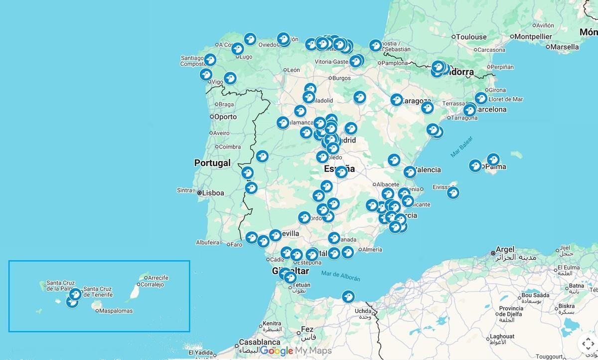 Mapa con algunas de las actividades programadas