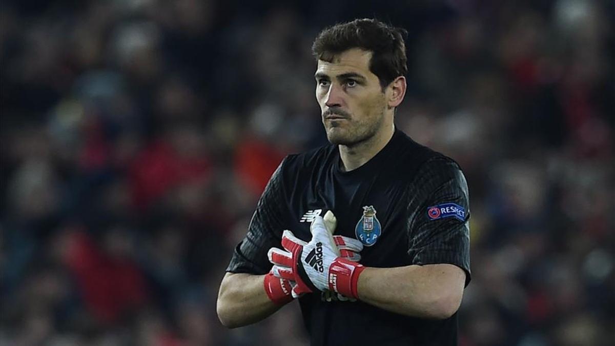 Iker en Anfield durante el Liverpool-Porto