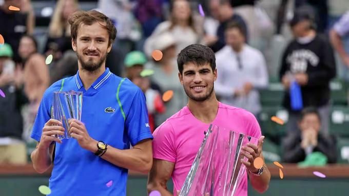 Medvedev y Alcaraz, en la final de Indian Wells.