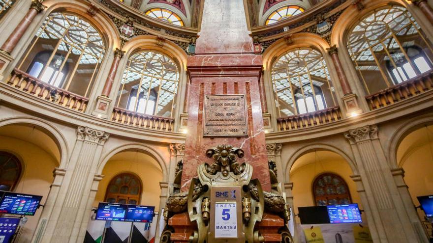 El interior de la Bolsa de Madrid