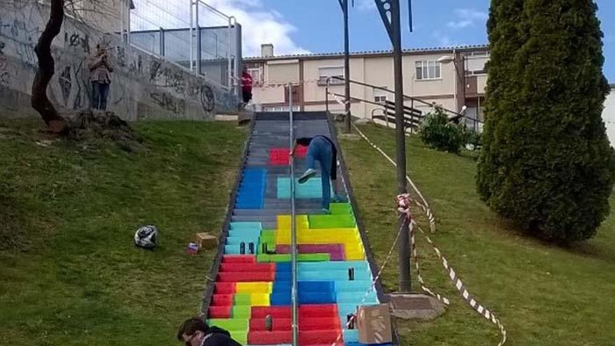 Trabajos en la escalera de San José Obrero.